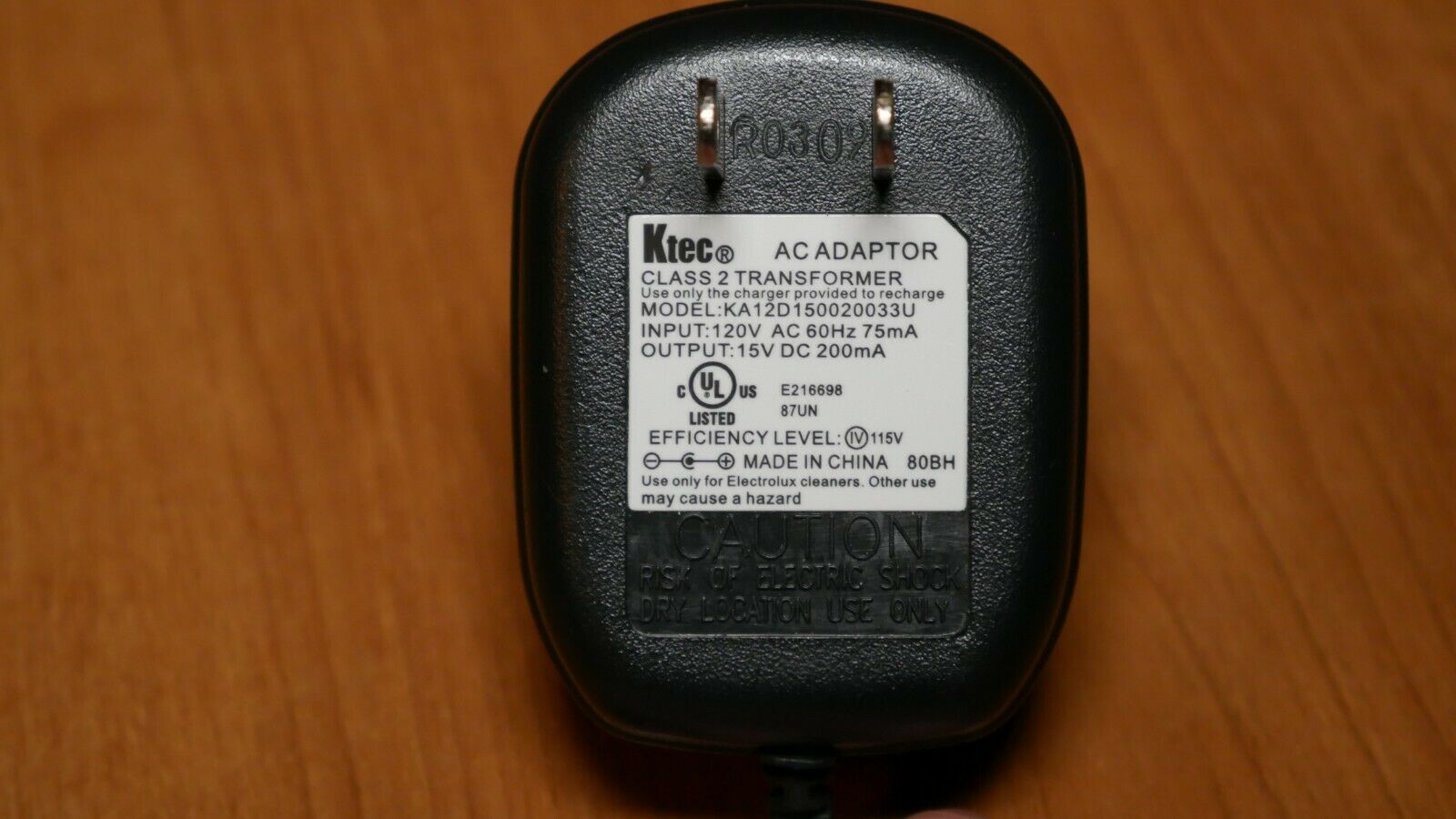 New Ktec KA12D150020033U 15V 200mA Class 2 Transformer AC Adapter Power Supply Specification: Bran